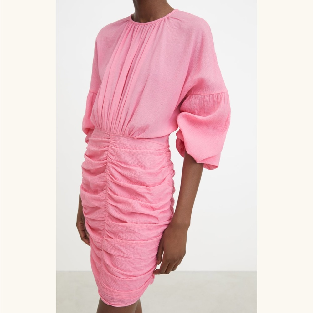 Rodebjer long sleeve mini dress, pink, size XS